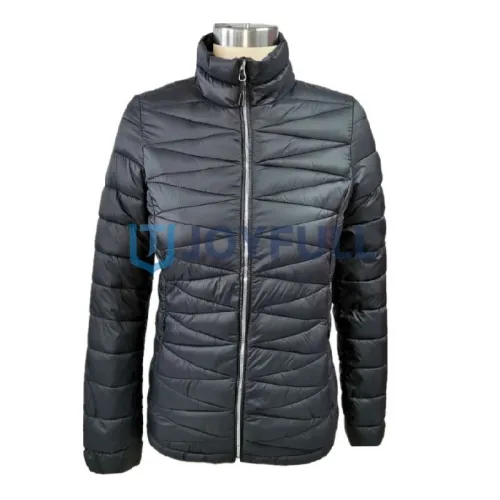 Waisted stand-collar jacket with angled quilting · FS-058