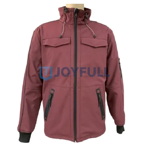 Hooded softshell jacket with chest flaps · FS-050