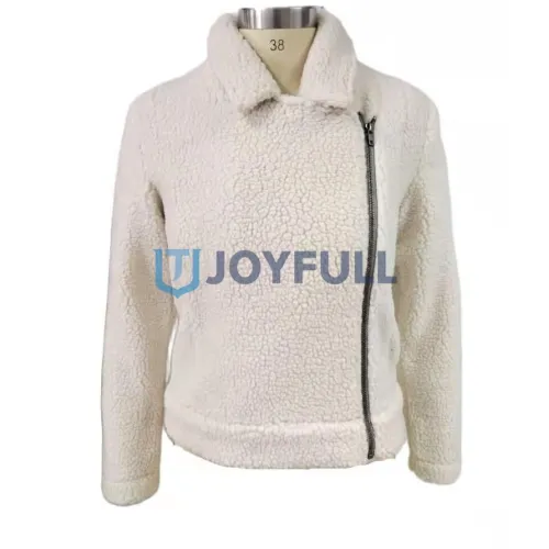 Pile jacket with off-centre zip and turn-down collar · FS-026