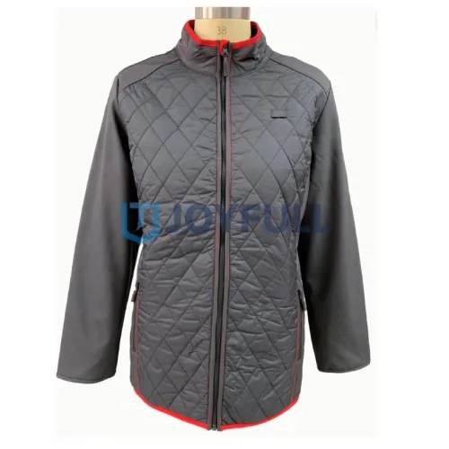 Long softshell jacket with diamond front and plain sleeves · FS-059