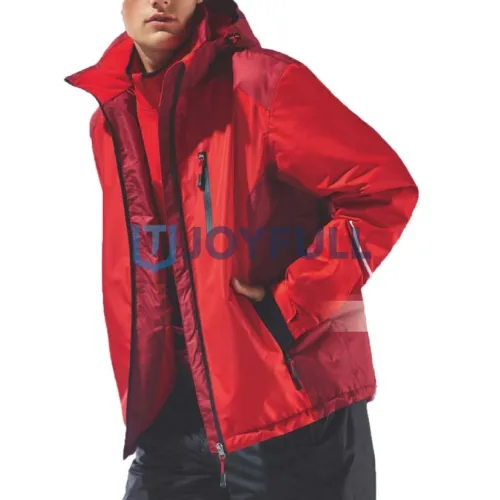 Hooded outdoor jacket with vertical chest pocket and placket · FS-019