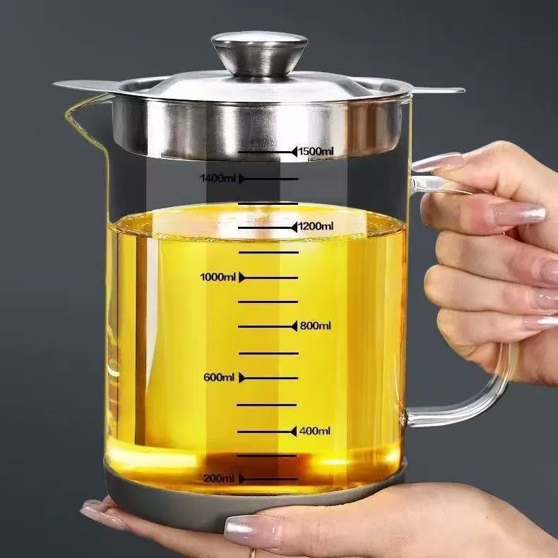 Wide-mouth glass measuring jug with lid · HJ-049