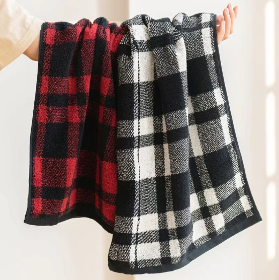 Large-check cotton terry towel range · GY-018