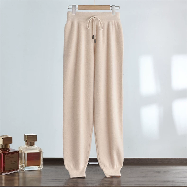 Knit joggers with drawcord waist and fitted cuffs · QH-071