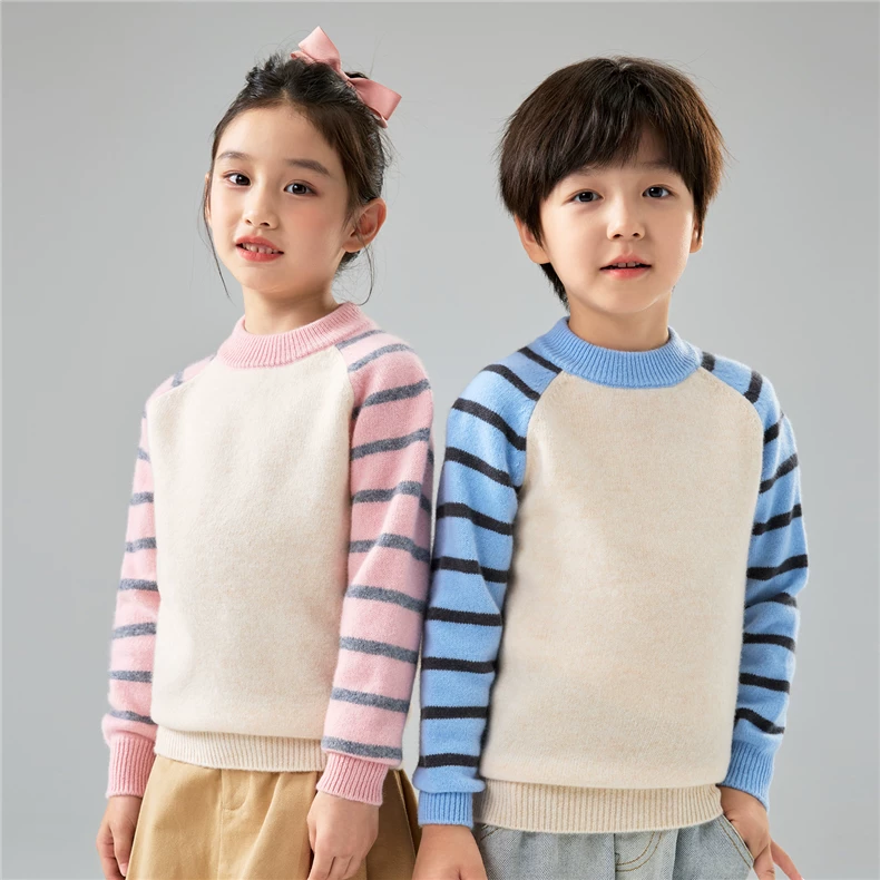 Children’s raglan pullover with contrasting sleeve sections · QH-094