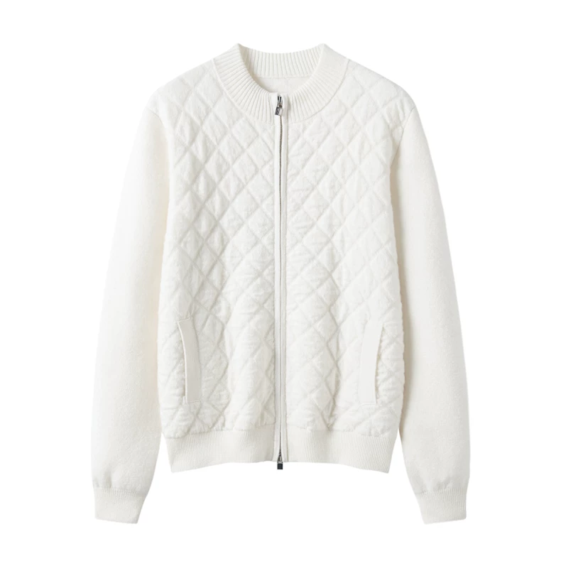 Round-neck zip jacket with diamond front panels · QH-063