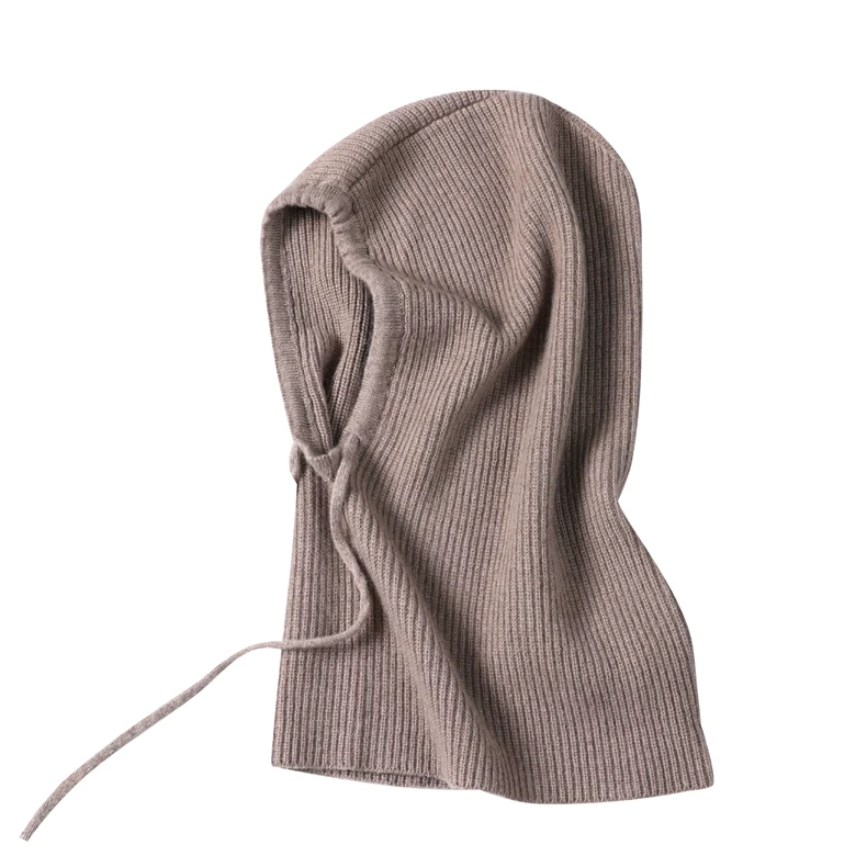 Rib-knit hood-and-neck warmer with drawcord · QH-080