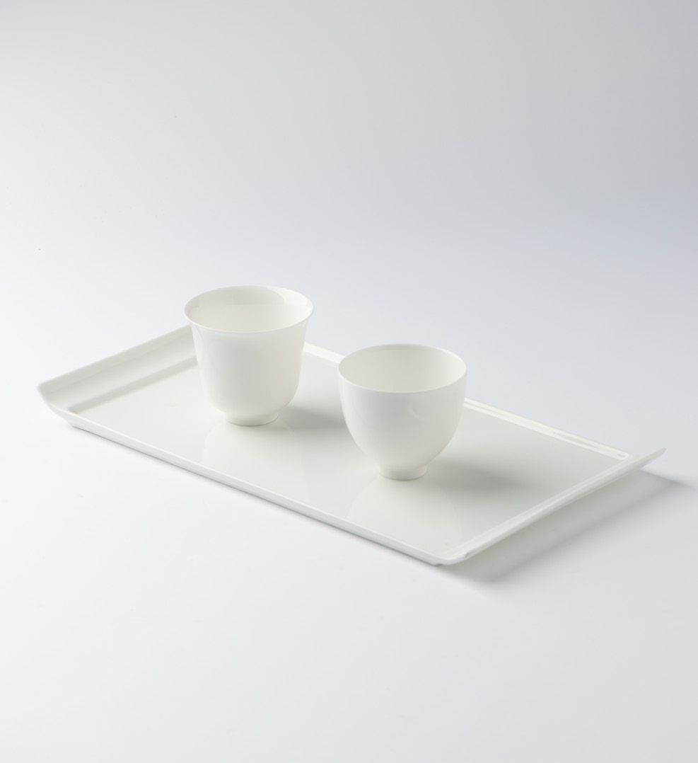 端部抬高长方形瓷茶盘 · TS-074