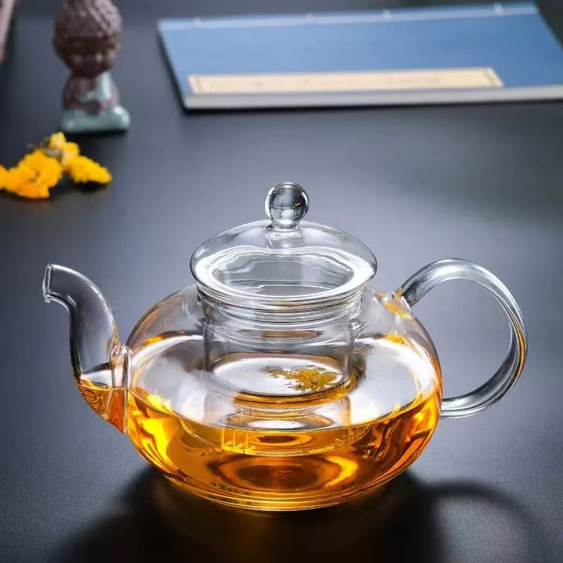 Round-bellied all-glass infuser teapot · HJ-072