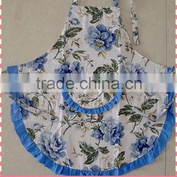 Bib apron with rounded ruffled hem · GY-085