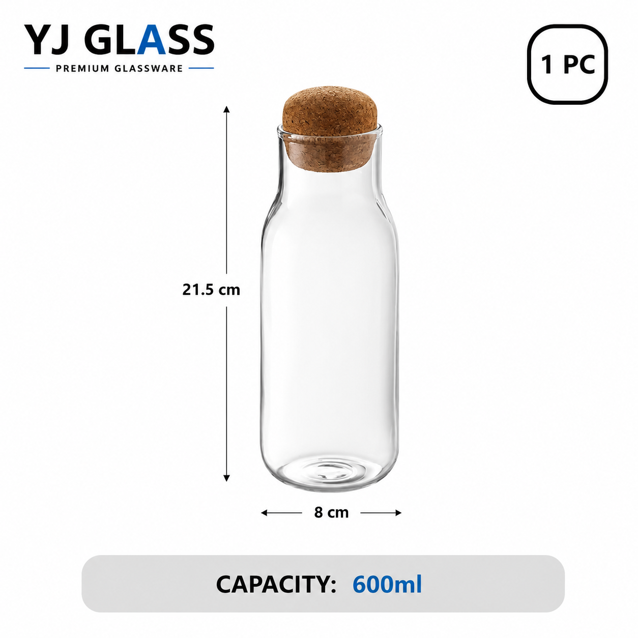 Shouldered glass storage bottle with cork stopper · HJ-061