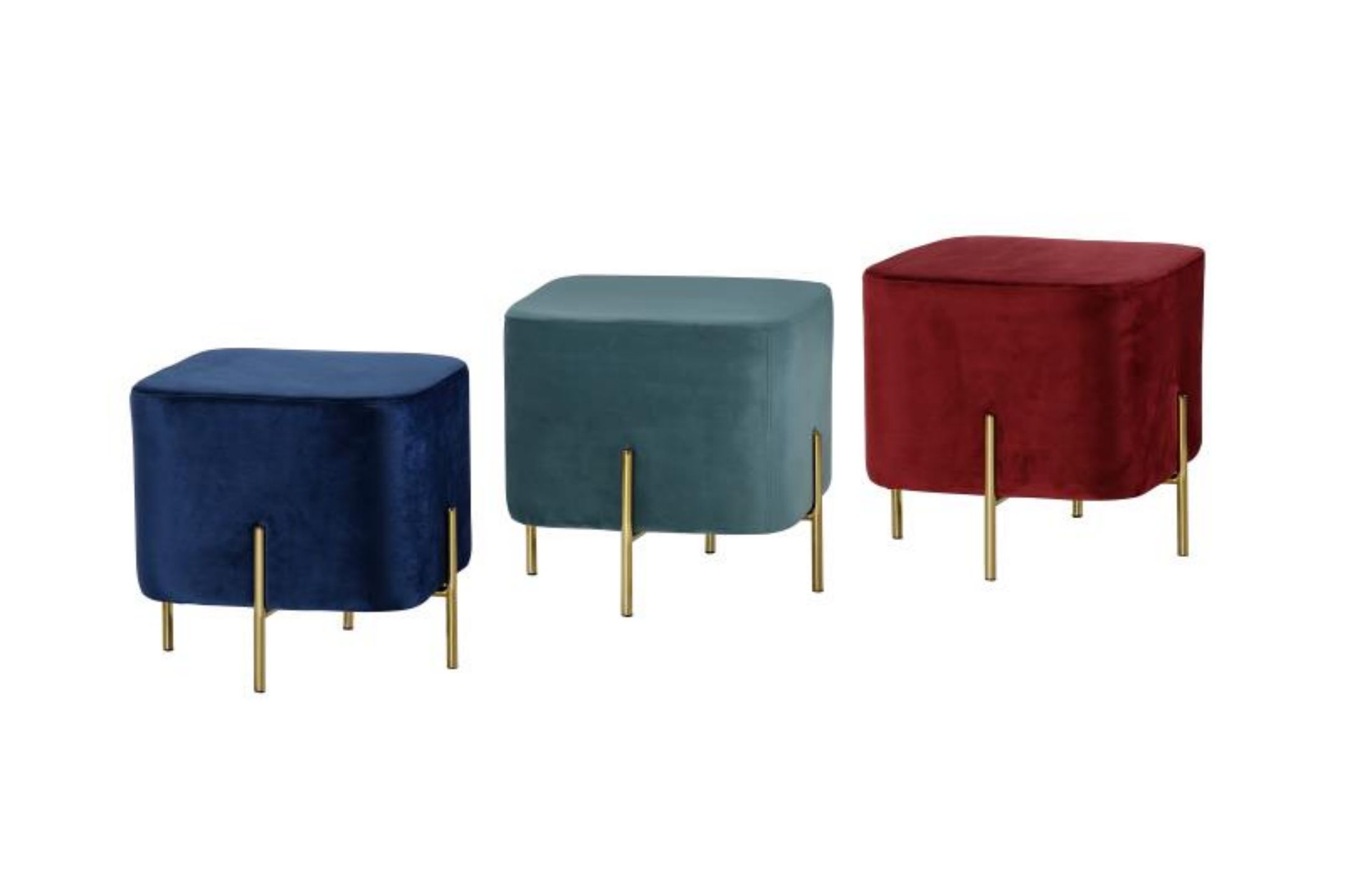 Rounded-square padded footstool with slender legs GST007 · XH-045