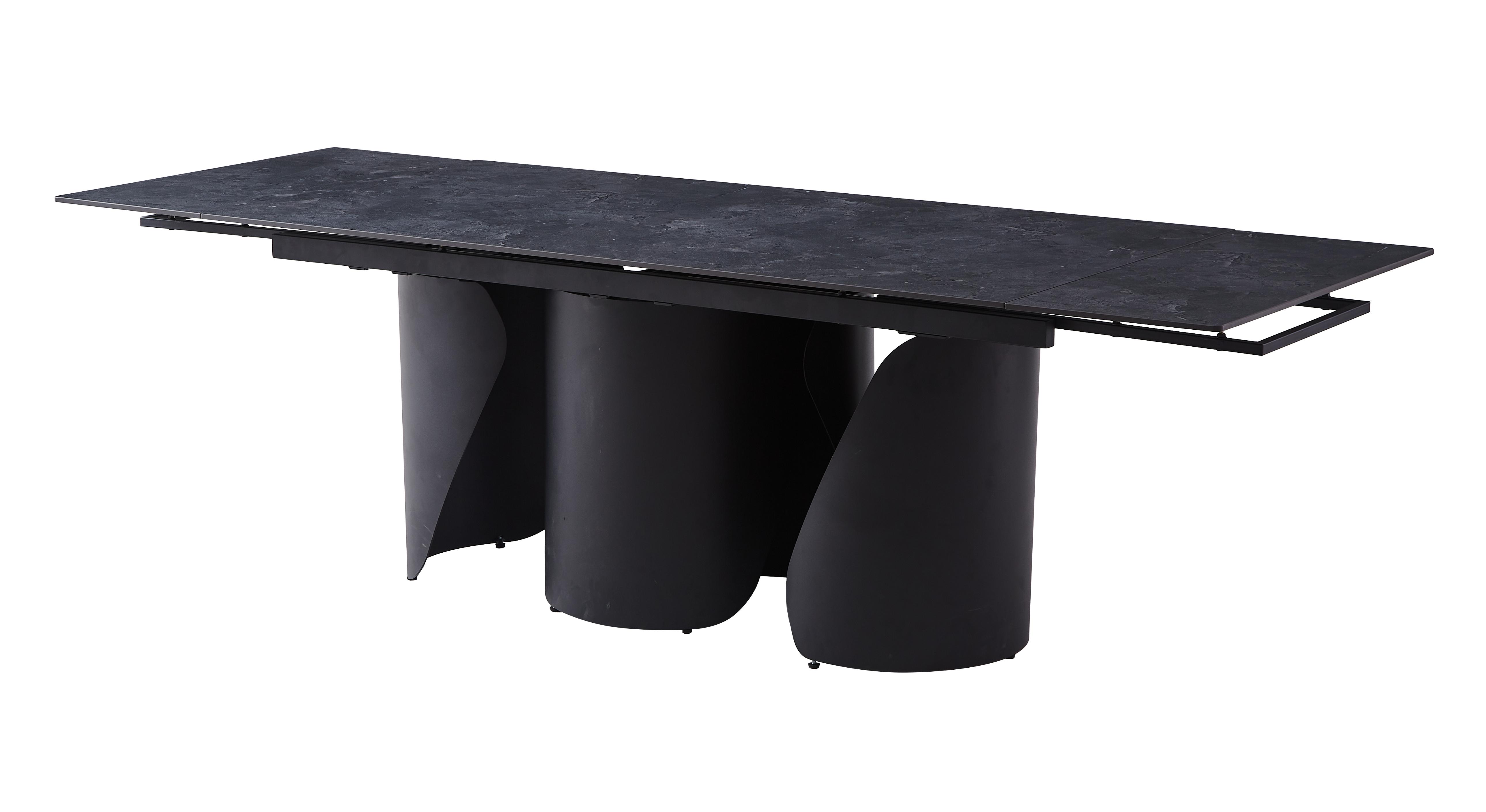 Extension dining table with three curved-panel supports GDT1250A-3 · XH-051