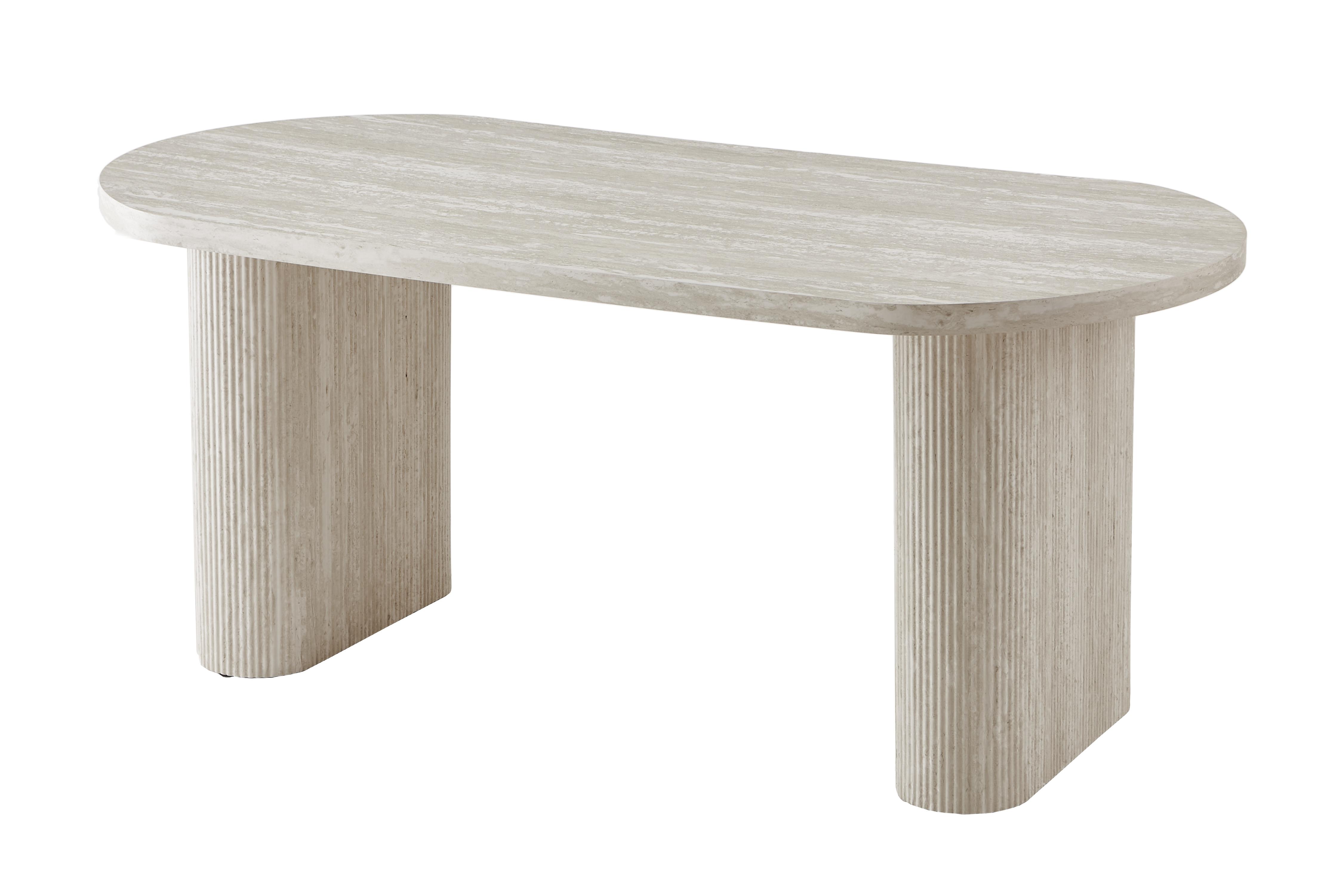 Oval dining table with twin slab supports GDT1256B-1 · XH-018