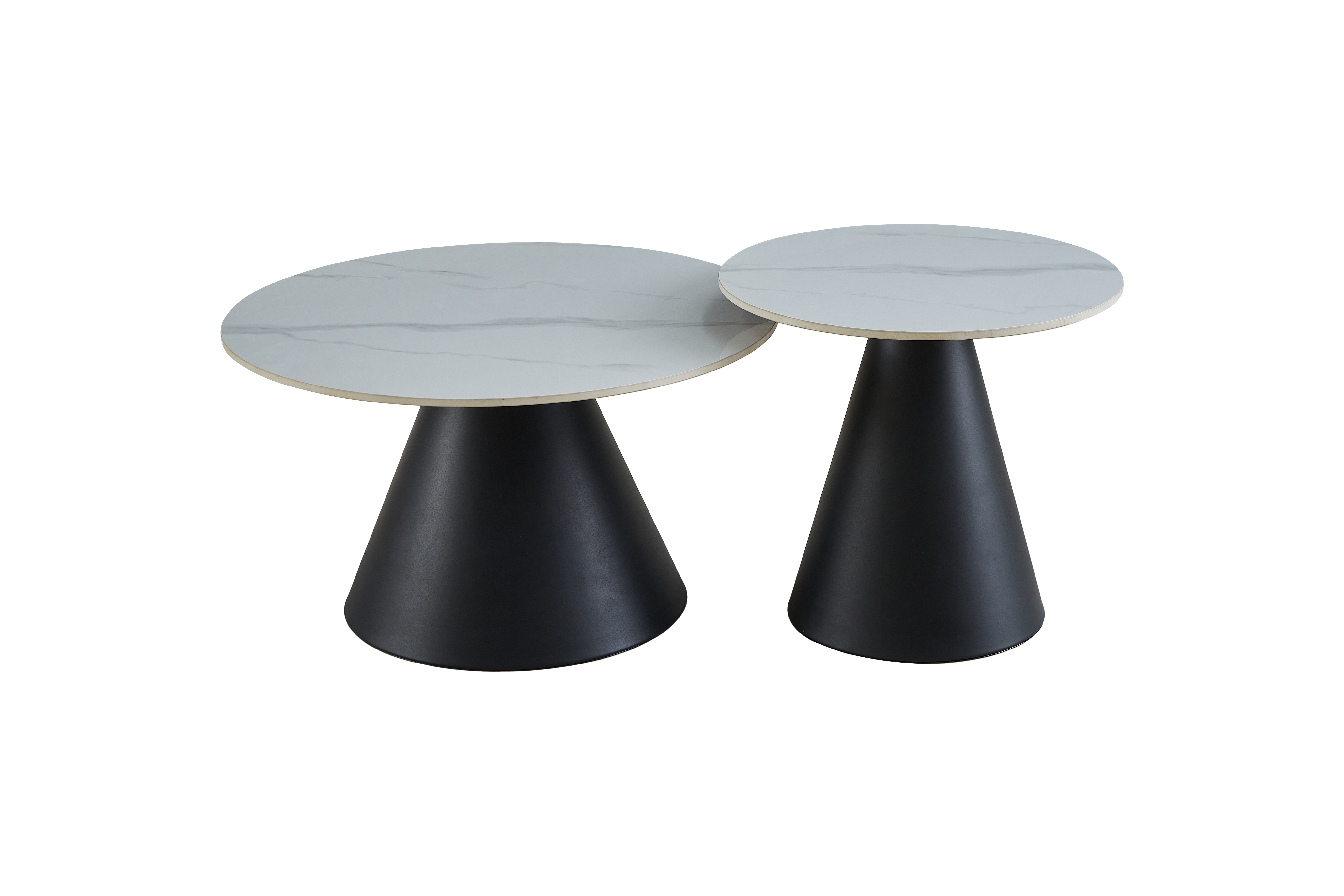 Round coffee tables with conical bases, group display GCT1260-3 · XH-050