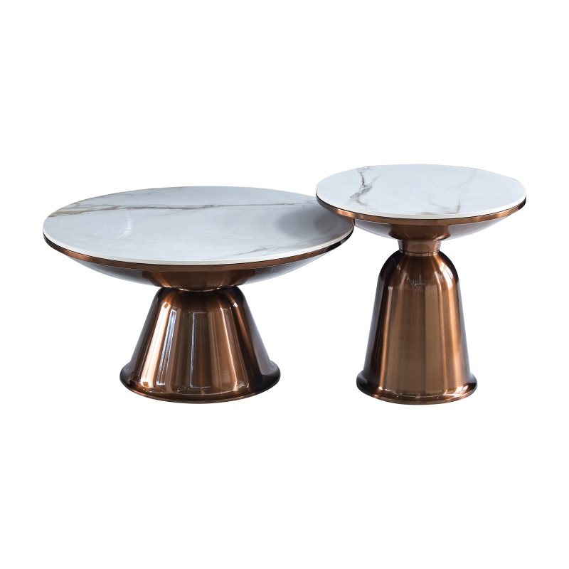 Round coffee tables with waisted pedestal bases GCT1266-3 · XH-019