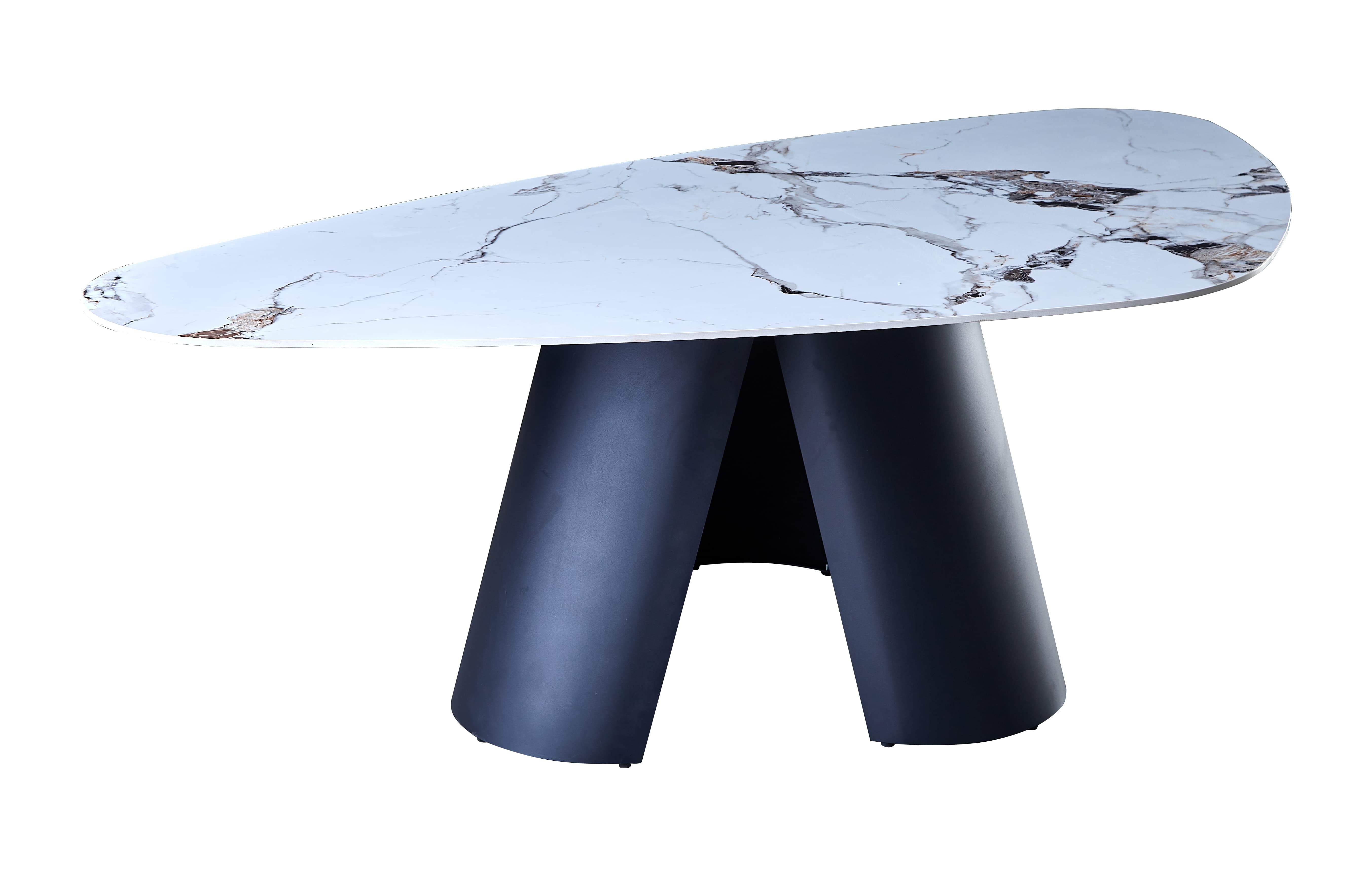 Irregular-top dining table with angled cylindrical supports GDT1269B-3 · XH-047