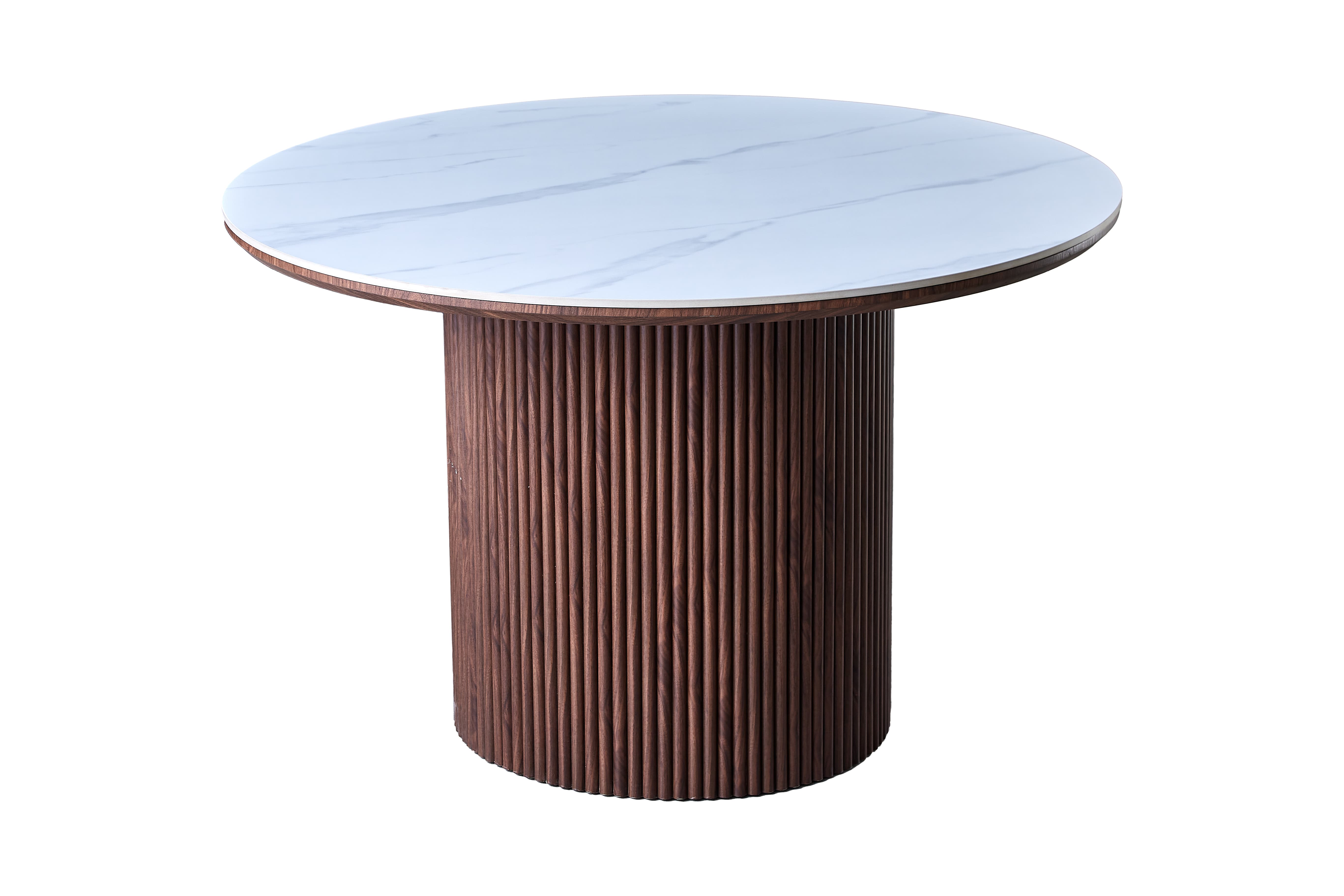 Round dining table with fluted drum base GDT1265B-2VC · XH-048