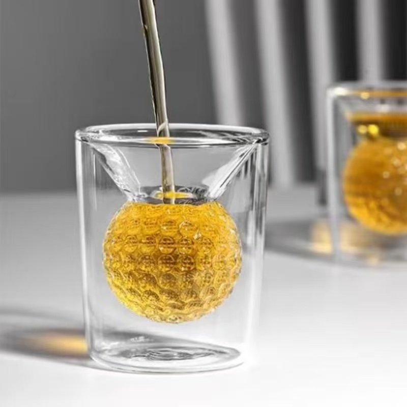 Double-wall glass cup with spherical inner bowl · HJ-026