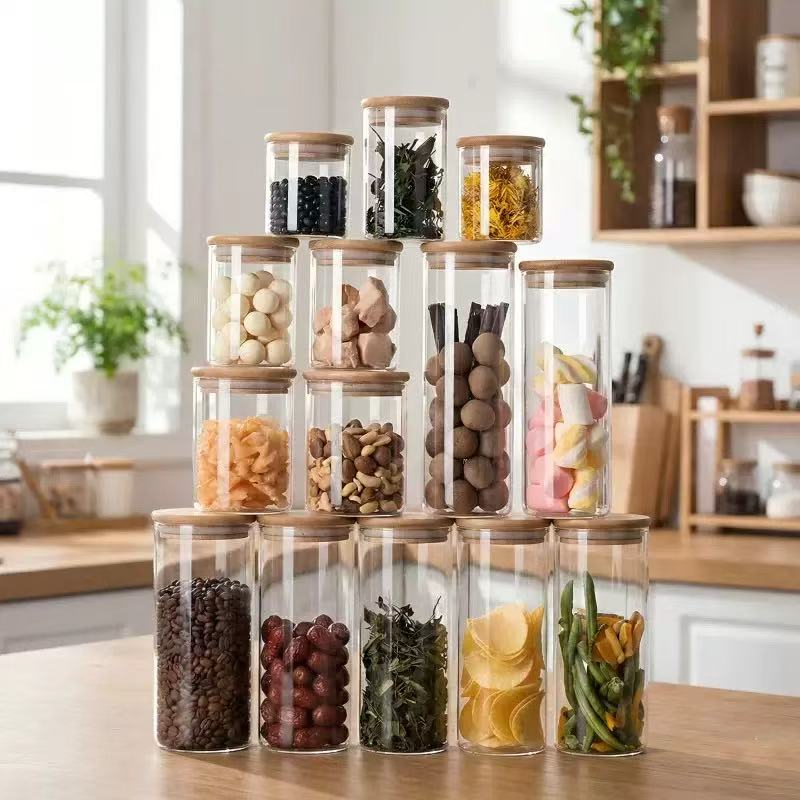 Stacking cylindrical glass storage jar · HJ-057