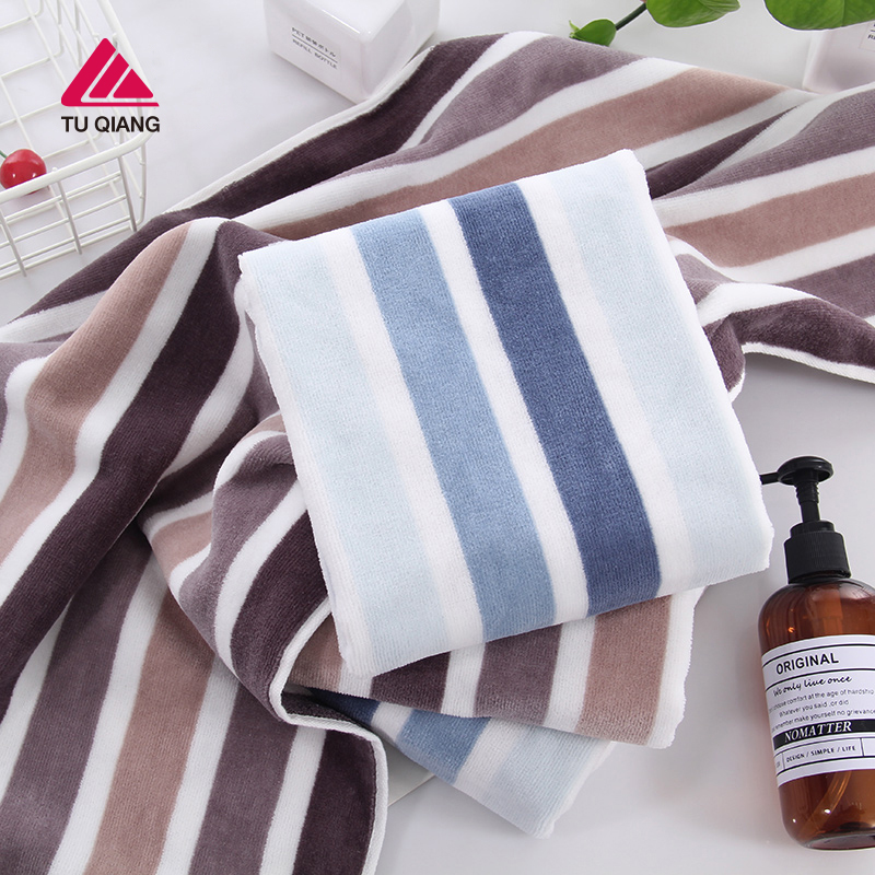 Tuqiang cut-pile towel with broad stripes · GY-060