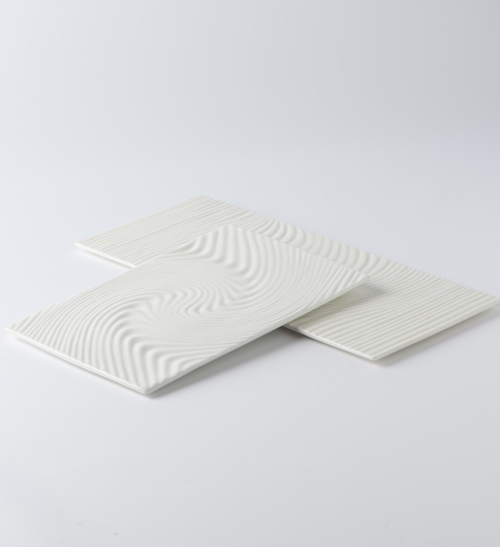 Rectangular porcelain plate with wave grooves · TS-099