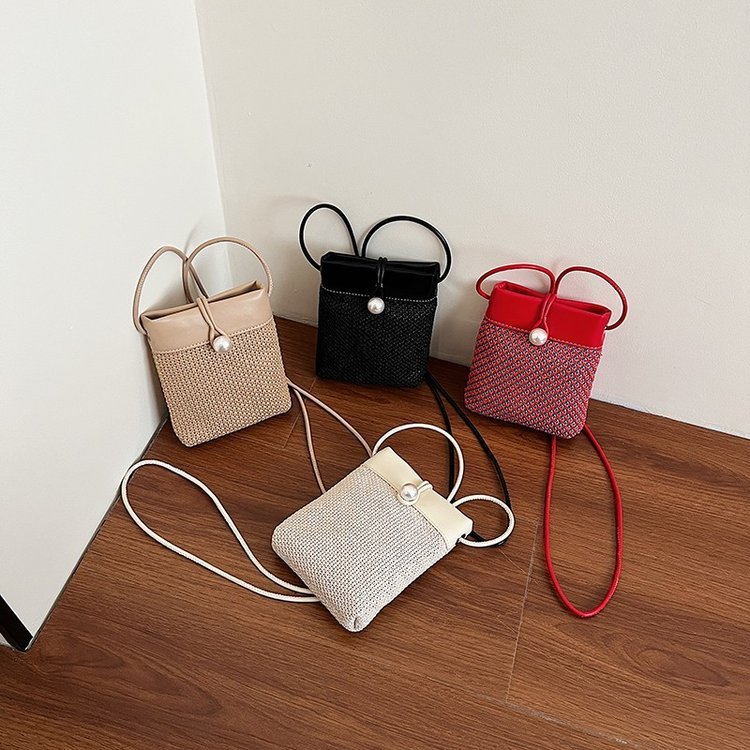 Small upright woven-look bag with twin handles · BG-057