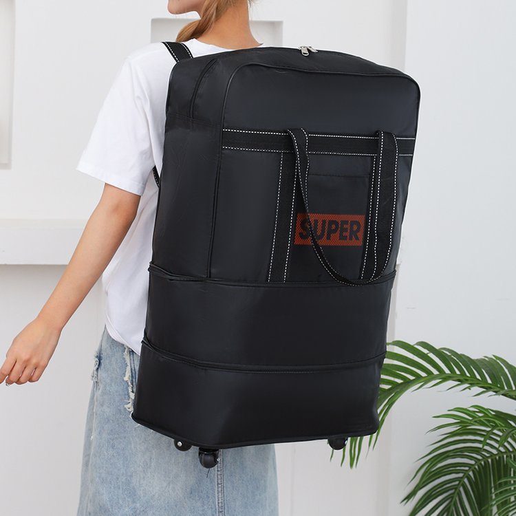 Expandable wheeled backpack with front mesh pocket · BG-096
