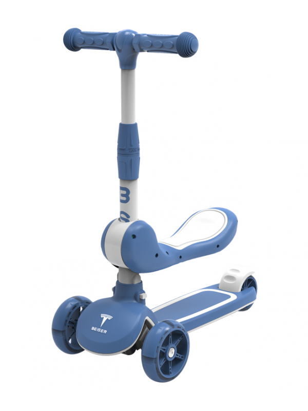 Twin-front-wheel scooter with attached seat · PX-079