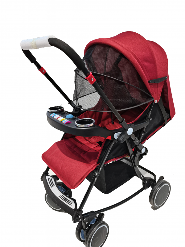 Baby stroller with dual trays and paired wheels X-329 · PX-088