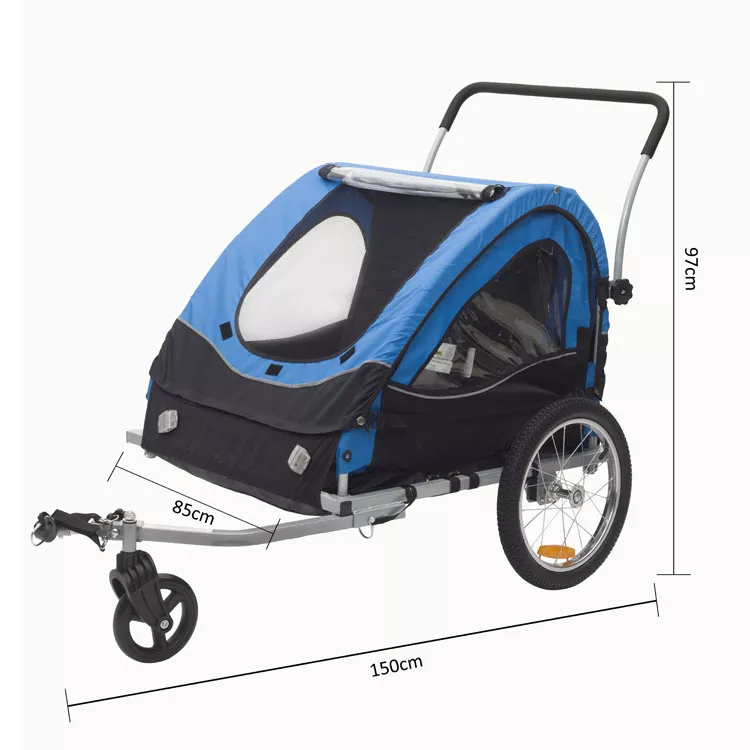 Enclosed children's bike trailer with front stroller wheel ZS-701-1 · PX-077