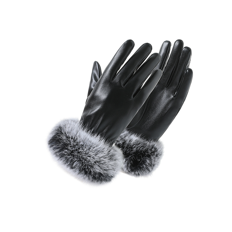PU winter gloves with fur-trim cuff · HB29-ARI-03