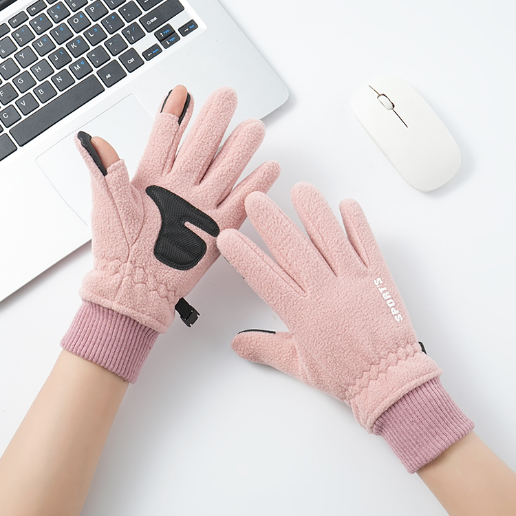 Pink winter gloves with black palm grip · HB29-ARI-16
