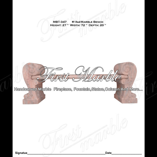 Резная мраморная скамья красного оттенка MBT-347 · HB29-FIR-01