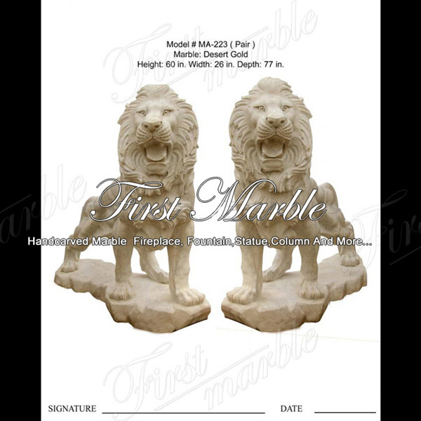 Desert-gold marble lion sculpture MA-223 · HB29-FIR-22