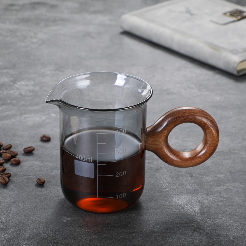 Amber ring-handle glass coffee server · HJ-009
