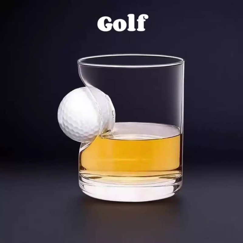 Whiskey glass with embedded golf ball · HJ-008