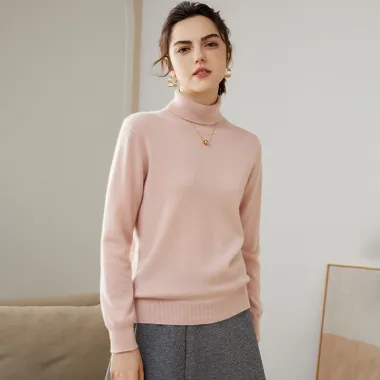 Women’s Mock-neck Cashmere Sweater · QH-001