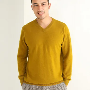 Men’s V-neck Pure Cashmere Sweater · QH-005