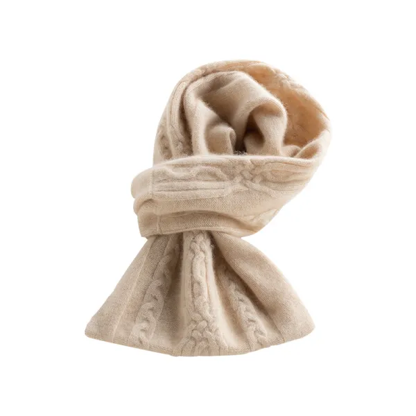 Cable-knit cashmere-wool scarf · QH-009