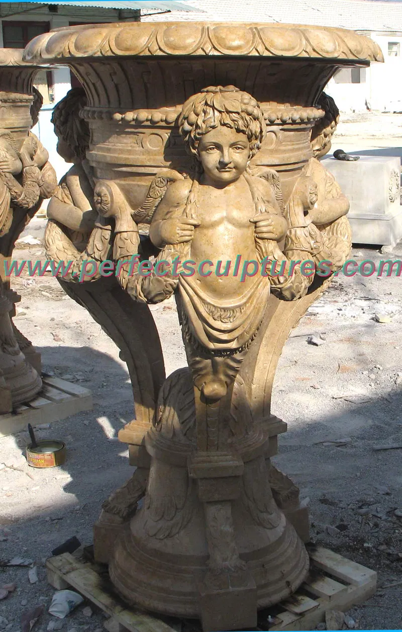 Antique-style carved garden planter · QFP248