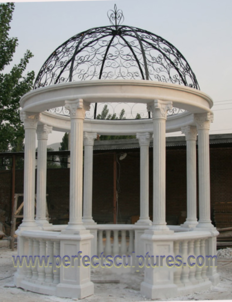Carved stone garden gazebo · GR065