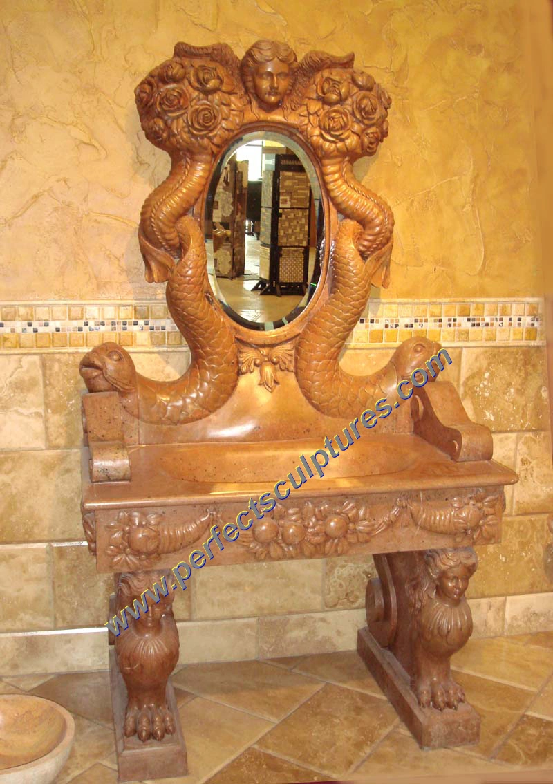 Antique-style stone wash basin · QBN029