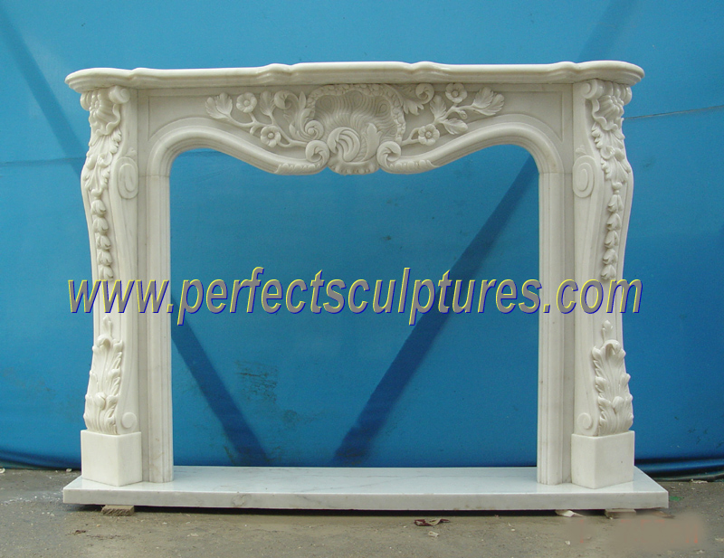 French-style carved fireplace mantel · QY-LF005