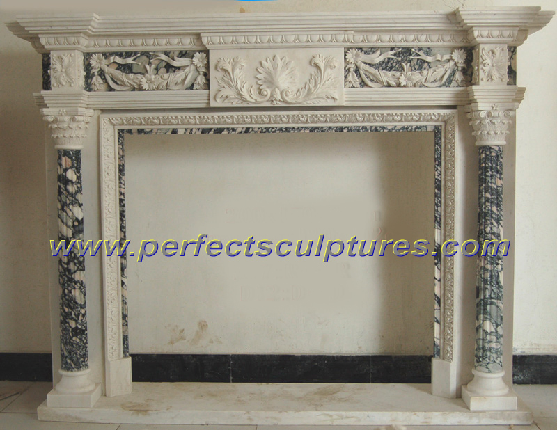 Floral-column fireplace mantel · QY-LS357