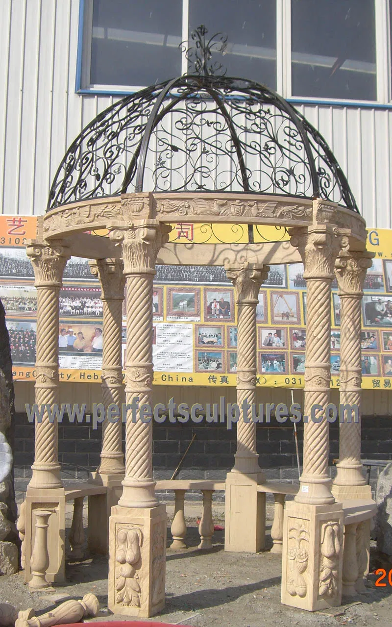 Antique-style stone garden gazebo · GR062