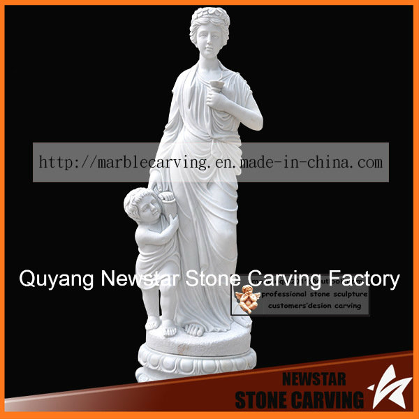 NS048 Mother and Child White Marble Statue · NS048