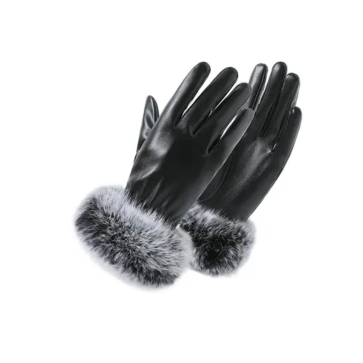 PU winter gloves with fur-trim cuff · HB29-ARI-03