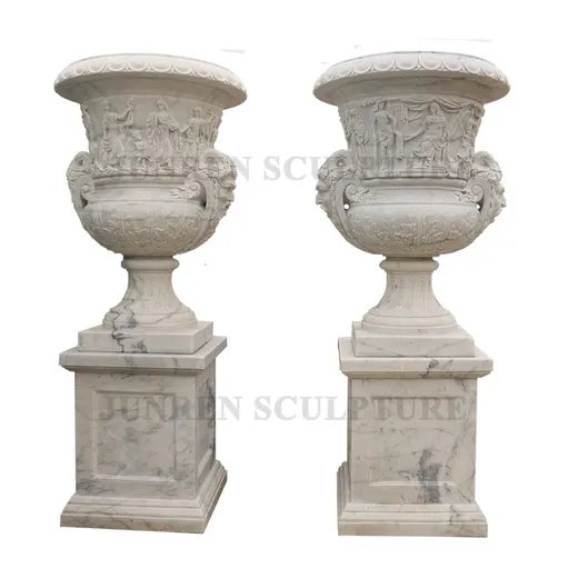 Classical square-base marble garden urn · HB29-CHI-03